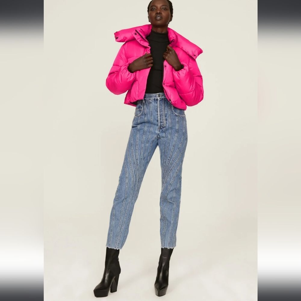 Unreal Fur Phaedra Puffer Jacket Turtleneck Neon Pink Women's Size Small